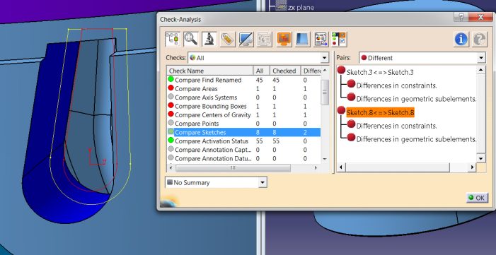 Modellunterschiede in CATIA und JT kontrollieren