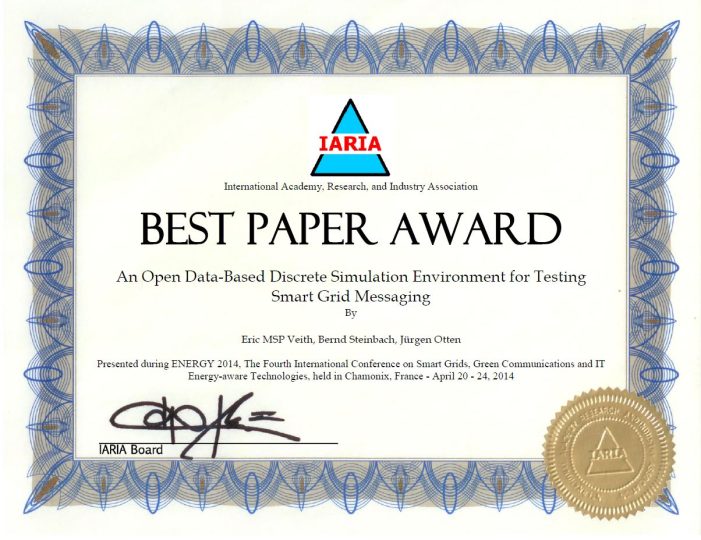 Doktorand der Wilhelm Büchner Hochschule erhält „ENERGY 2014 Best Paper Award“ Doktorand der Wilhelm Büchner Hochschule erhält „ENERGY 2014 Best Paper Award“