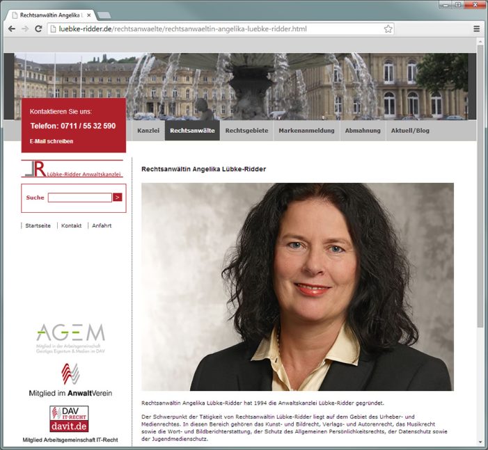 Launch neue Homepage der Anwaltskanzlei Lübke-Ridder, Rechtsanwälte Stuttgart und Frankfurt Launch neue Homepage der Anwaltskanzlei Lübke-Ridder, Rechtsanwälte Stuttgart und Frankfurt