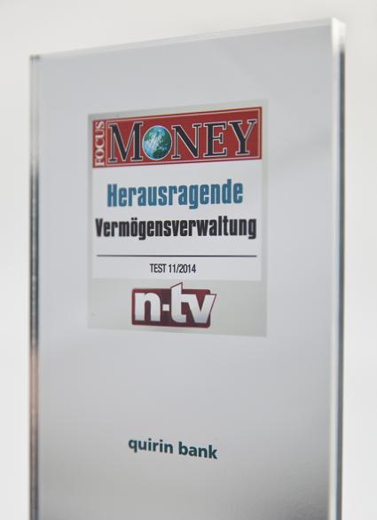 Vermögensverwaltung der quirin bank zum sechsten Mal als „herausragend“ prämiert (FOTO)