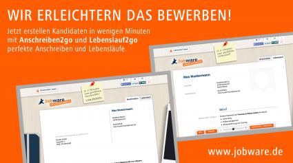 Lebenslauf2go + Anschreiben2go / Die Jobbörse Jobware erleichtert das Bewerben (FOTO)