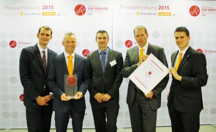 Poleposition für Jobware bei TOP SERVICE 2015 / Online-Stellenmarkt für Fach- und Führungskräfte wurde von ServiceRating und Handelsblatt zum Dienstleister mit der besten Kundenorientierung gekürt (FOTO)