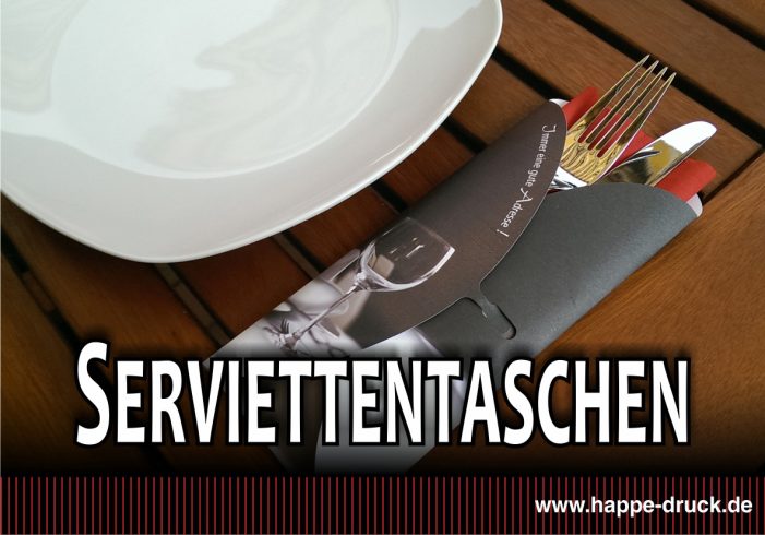 Serviettentaschen für die Gastronomie: Werbung elegant auf den Tisch.