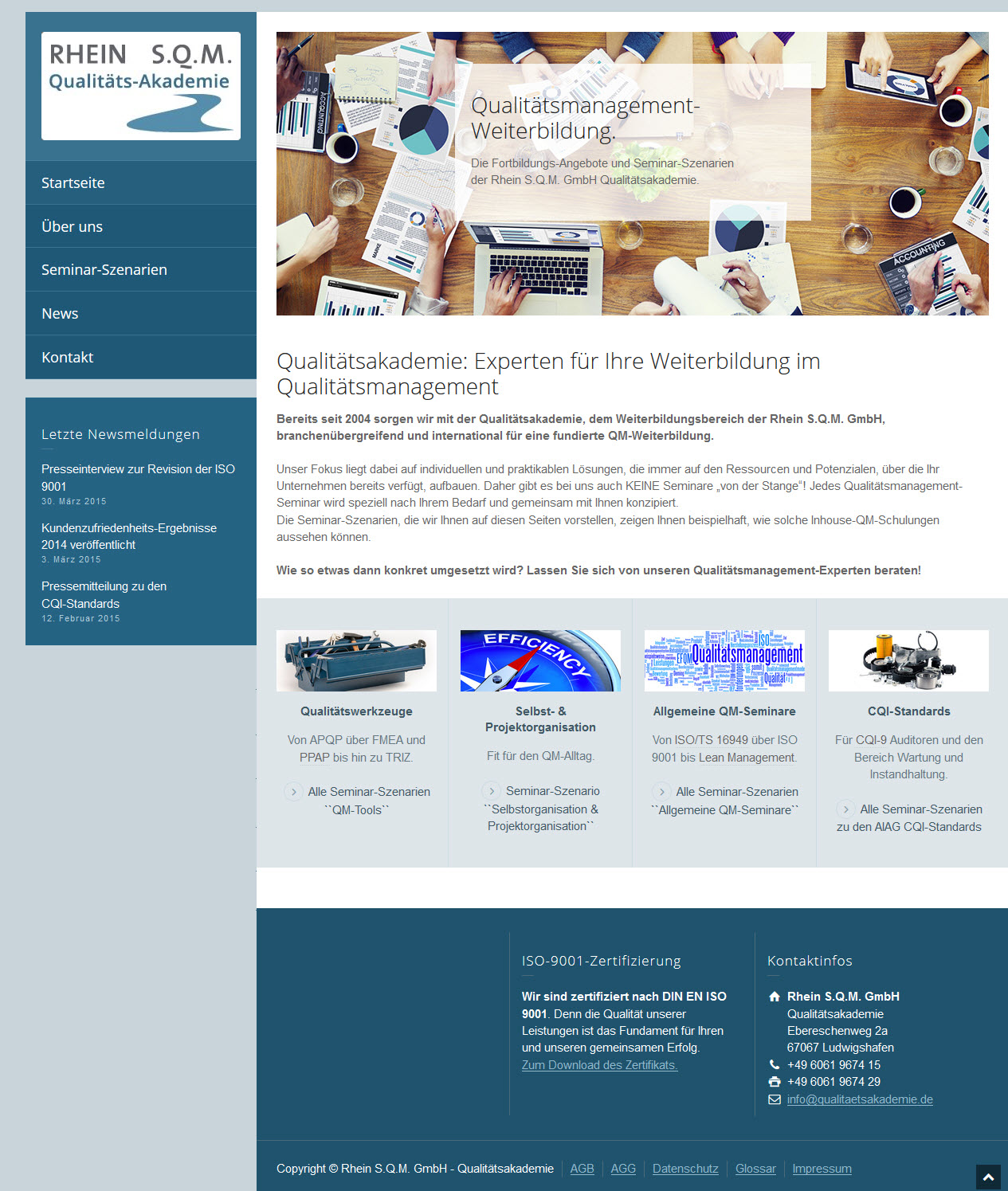Die Qualitätsakademie, der Weiterbildungsbereich der Rhein S.Q.M. GmbH, präsentiert sich mit runderneuerter Website