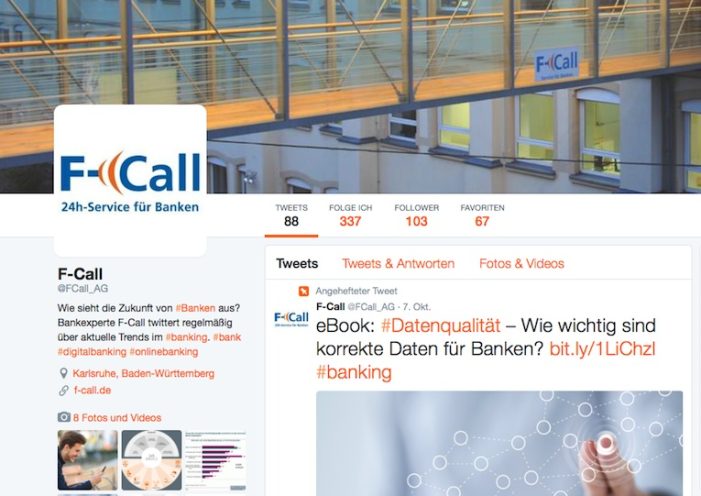 F-Call AG ist jetzt auch auf Twitter vertreten F-Call AG ist jetzt auch auf Twitter vertreten