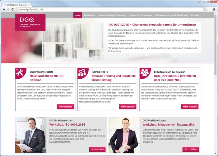 Neue Homepage der DGQ informiert über Revision der ISO 9001 Neue Homepage der DGQ informiert über Revision der ISO 9001