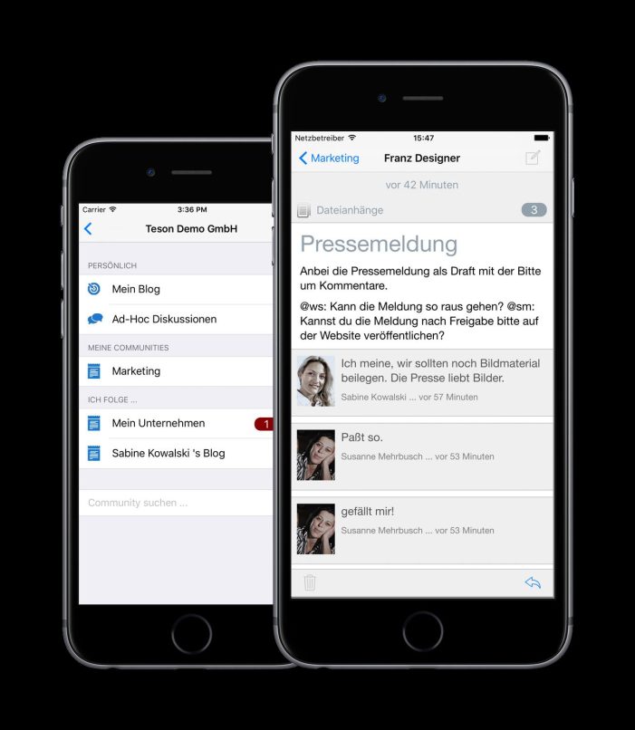 TeSoN Mobile App für iOS bietet Intranet to go
