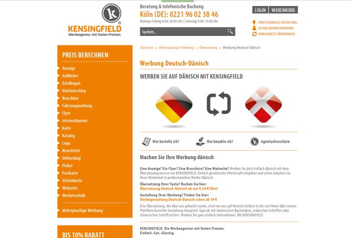 Werbung auf dänisch? Ja, bei KENSINGFIELD.