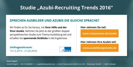 Studie „Azubi-Recruiting Trends 2016“ / Start der größten doppelperspektivischen Umfrage zum Thema Azubi-Marketing in Deutschland (FOTO)