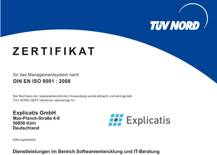 Explicatis mit zertifizierter Qualität ins neue Jahr Explicatis mit zertifizierter Qualität ins neue Jahr