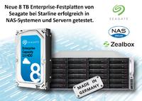 Neue 8 TB Enterprise-Festplatten von Seagate bei Starline erfolgreich in NAS-Systemen und Servern getestet.