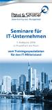 Seminartermine Pöhnl&Schottler für das 1. Halbjahr 2016