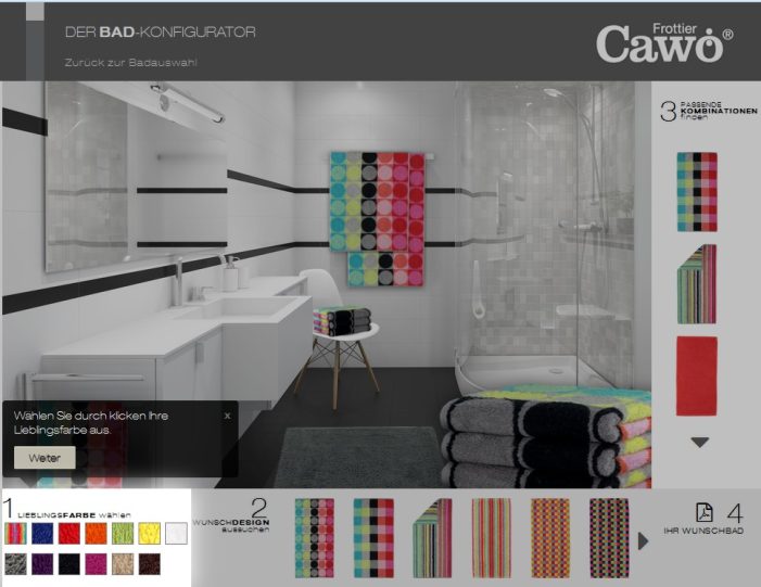 3D-Bad-Konfigurator unterstützt die online Markenbindung der CAWÖ Textil GmbH & Co. KG 3D-Bad-Konfigurator unterstützt die online Markenbindung der CAWÖ Textil GmbH & Co. KG