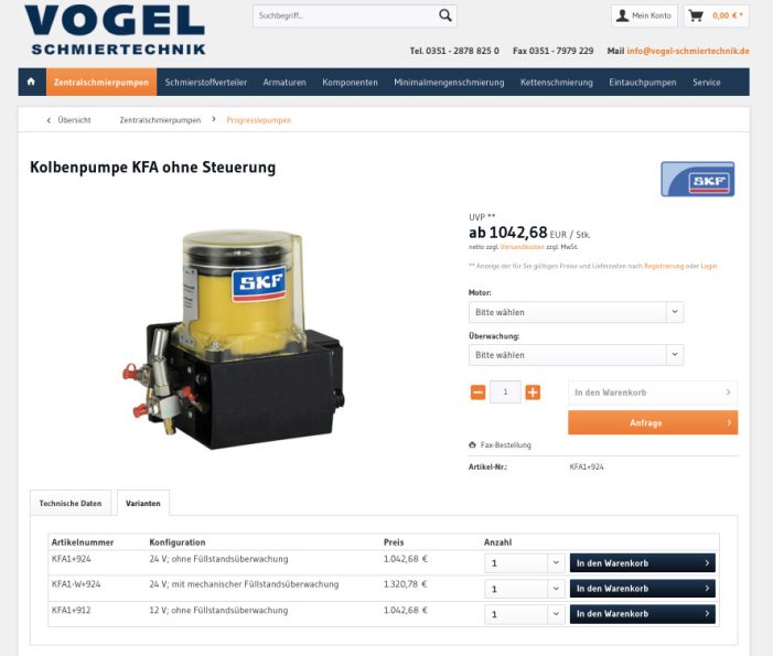 Vogel-Schmiertechnik stellt neuen WebShop europaweit vor Vogel-Schmiertechnik stellt neuen WebShop europaweit vor