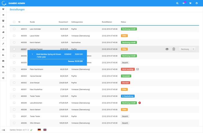 Gambio-Backend mit neuem Look & Feel: Moderne Optik und verbesserte Usability