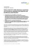 Solvias erzielt 2015 solides Wachstum, angetrieben von Innovationen, geographischer Expansion und Erschliessung neuer Branchen