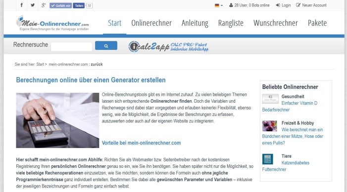 Nützliches Onlinerechentool zur Besucherbindung