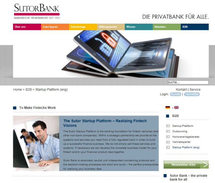 Sutor Bank mit neuen Schnitstellen (APIs) für Fintechs
