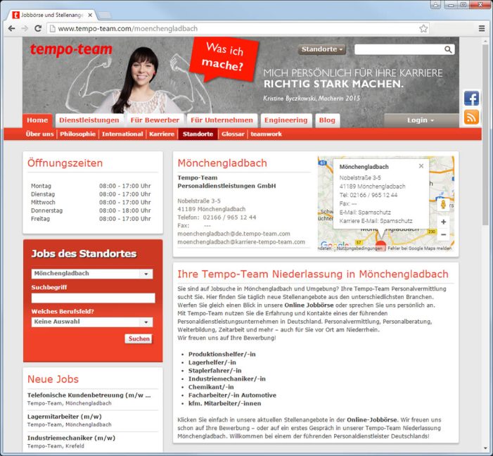 Tempo-Team Personaldienstleistungen eröffnet neue Niederlassung in Mönchengladbach Tempo-Team Personaldienstleistungen eröffnet neue Niederlassung in Mönchengladbach