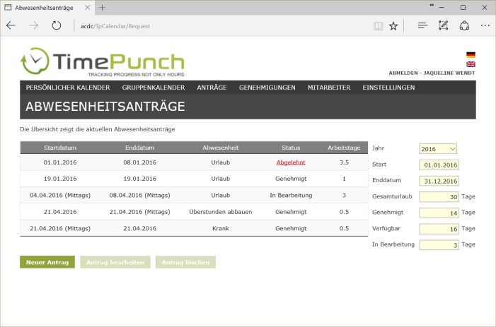 TimePunch erweitert seine Zeiterfassung um Urlaubsverwaltung