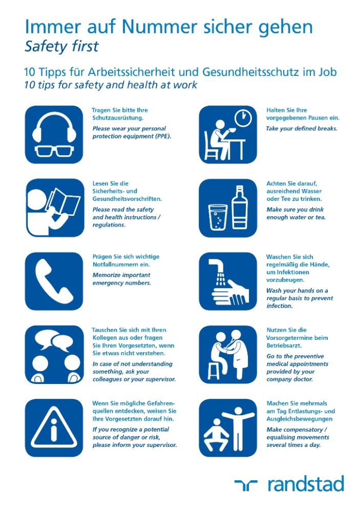 Auf einen Blick: 10 Tipps für Sicherheit und Gesundheit im Job