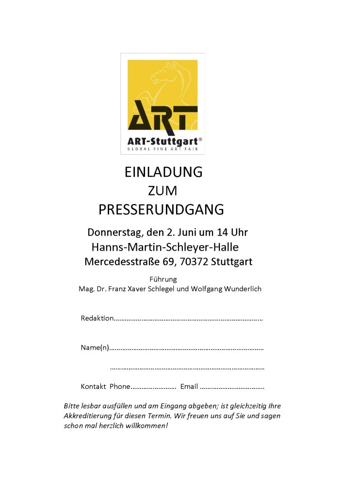 ART-Stuttgart Premierenmesse vom 2. bis 5. Juni 2016