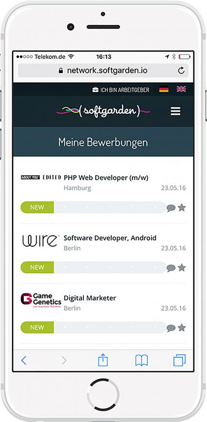 Bewerbungsmanagement für Bewerber / Mit softgarden können Bewerber jederzeit den Status ihrer Bewerbung einsehen (FOTO)