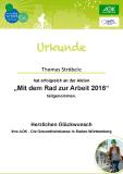 Mit dem Rag zur Arbeit – Urkunde für Thomas Ströbele von yourIT