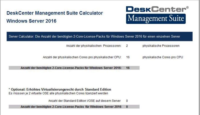 DeskCenter bietet ersten Lizenzkalkulator für Microsoft Windows Server 2016 DeskCenter bietet ersten Lizenzkalkulator für Microsoft Windows Server 2016