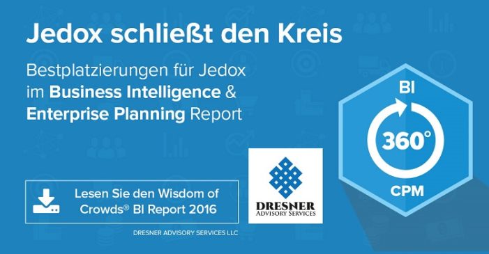 Bestplatzierungen für Jedox in Wisdom of Crowds Business Intelligence-Marktstudie 2016 Bestplatzierungen für Jedox in Wisdom of Crowds Business Intelligence-Marktstudie 2016