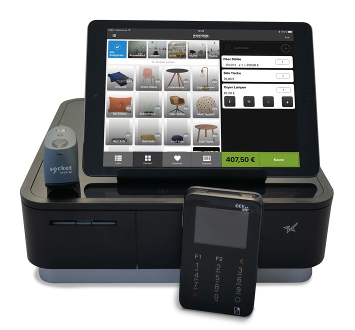 Eine für alle: die iPad-basierte All-in-One Kassenlösung von
CardProcess und INVENTORUM (FOTO)