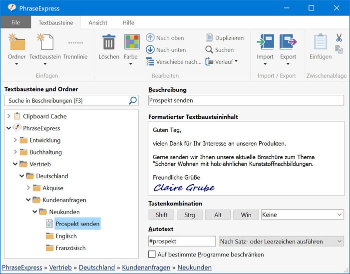 Textbausteinverwaltung „PhraseExpress“ in neuer Version 12