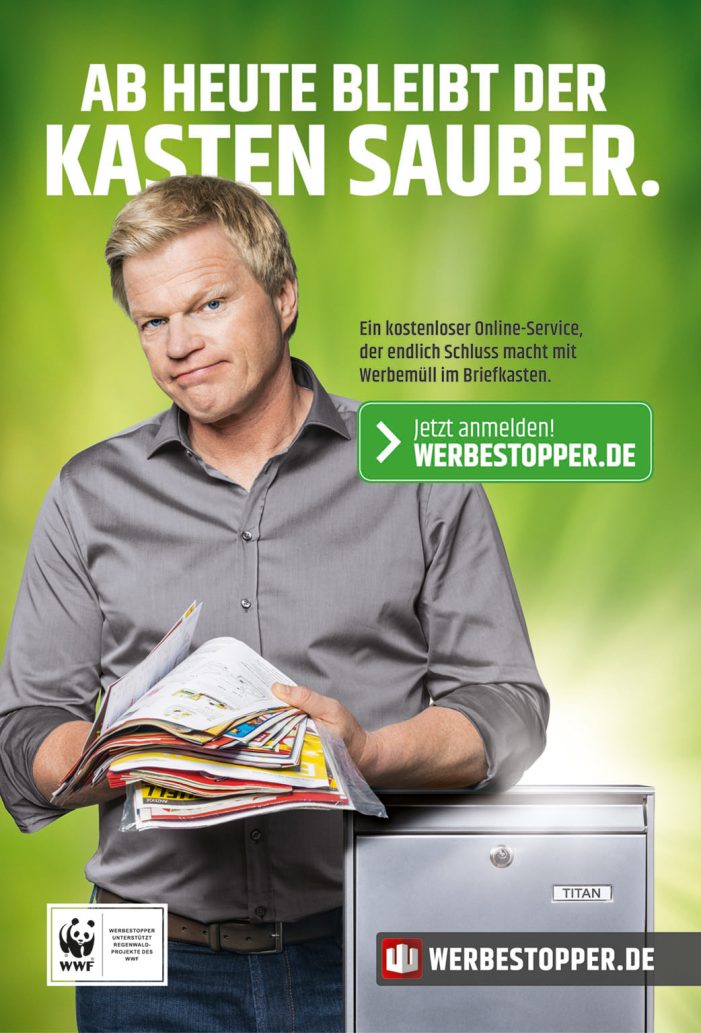 Oliver Kahn und Bloom halten mit dem „Werbestopper“ den Kasten sauber