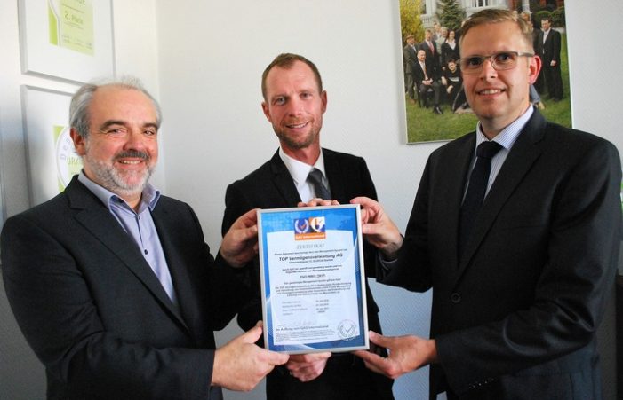 Wachsen mit höchster Qualität / TOP Vermögensverwaltung AG nach ISO 9001:2015 zertifiziert (FOTO)