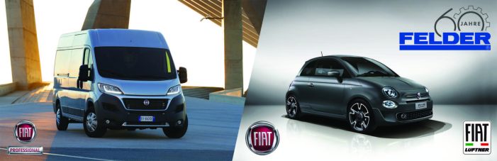 Herbst-Hausmessen: FELDER feiert 60-Jahr-Jubiläum mit großer FIAT-Verlosung Herbst-Hausmessen: FELDER feiert 60-Jahr-Jubiläum mit großer FIAT-Verlosung