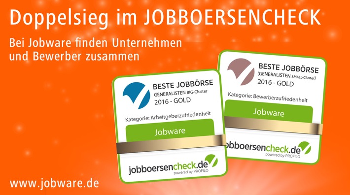 Jobware führt die Jobbörsen an / 95 Prozent der Arbeitgeber würden Jobware weiterempfehlen (FOTO)