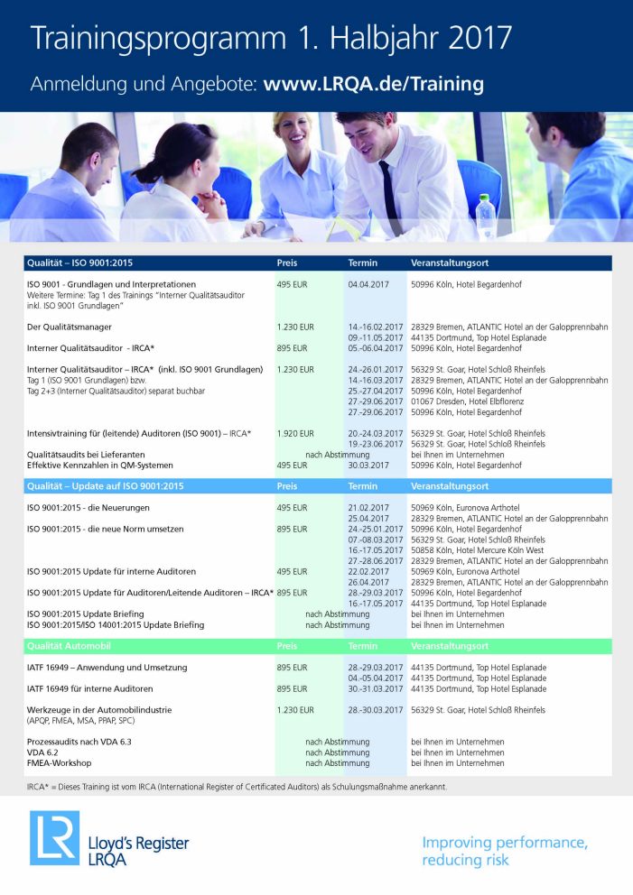 Neues Trainingsprogramm 2017 – 1. Halbjahr ist ab sofort verfügbar.