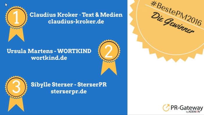 Die Beste Pressemitteilung 2016 – die Gewinner