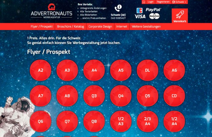 Schweiz: Advertronauts – Flyer ab 39.95 Franken