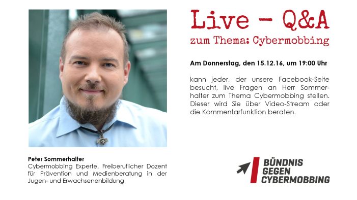 Cybermobbing | Live – Q&A auf Facebook | 15.12.16, 19:00 Uhr Cybermobbing | Live – Q&A auf Facebook | 15.12.16, 19:00 Uhr