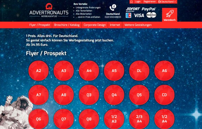 Deutschland: Flyer ab 34.95 Euro bei Advertronauts
