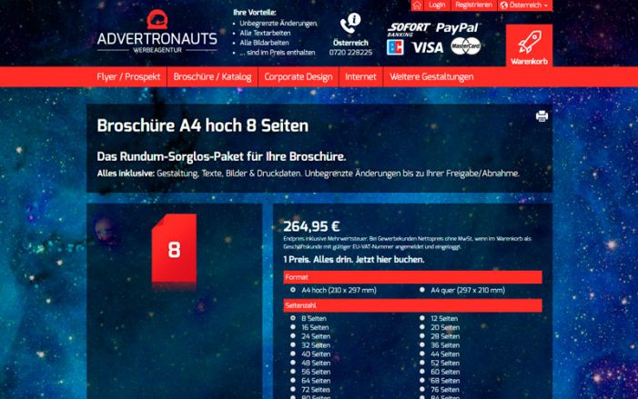 Österreich: Broschüre A4 ab 264.95 Euro alles inklusive Österreich: Broschüre A4 ab 264.95 Euro alles inklusive