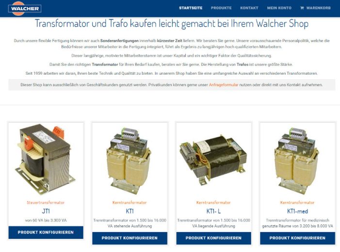 Neuer individueller Shop für Walcher – erstellt von Banana-tec