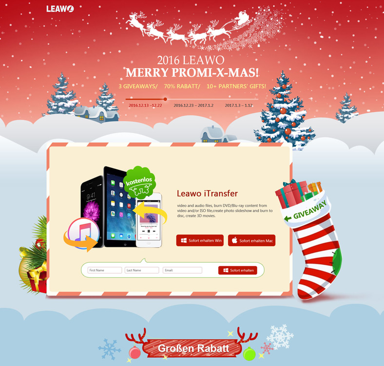 Leawo Merry Promi-X-Mas: 3 Giveaways, 70% Rabatt