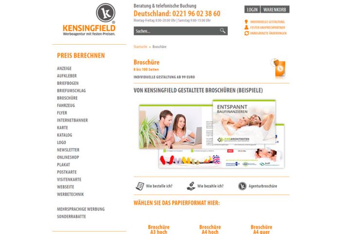 Kensingfield Werbeagentur: Broschüre zum Festpreis