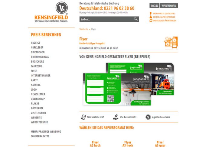 Kensingfield Werbeagentur: Flyer zum Festpreis