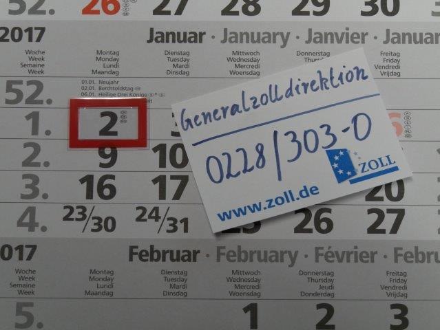 Direkter Draht zum Zoll
Neue Rufnummer der Generalzolldirektion ab dem 1. Januar 2017 (FOTO)