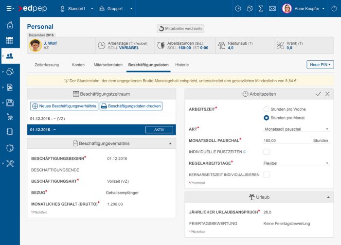 edpep rechnet ab sofort automatisch mit neuem Mindestlohn