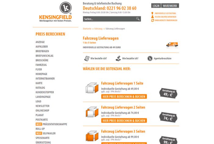 Neu bei Kensingfield: Werbung auf Lieferwagen ab 59 Euro
