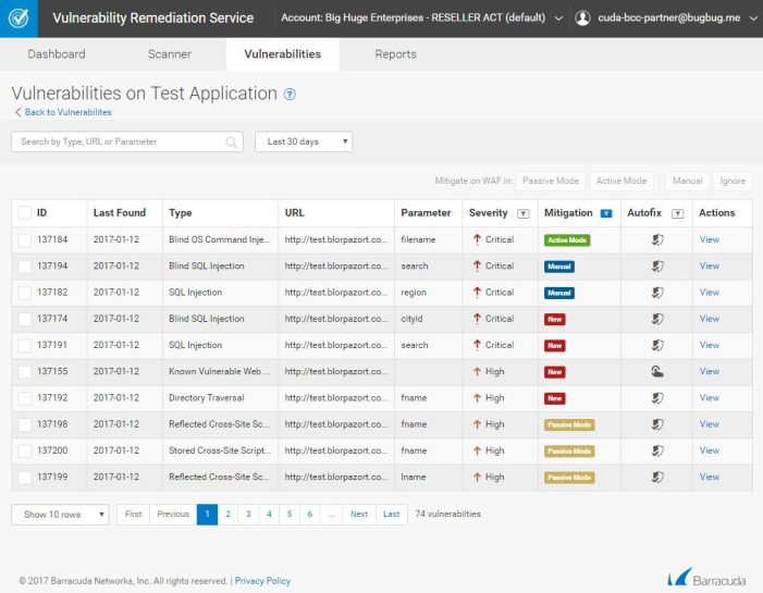 Barracuda Vulnerability Remediation Service schützt Webanwendungen für on-Premises, Cloud- und Hybrid-Umgebungen